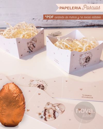 Kit Imprimible Bases para Huevos de Pascua Conejitos