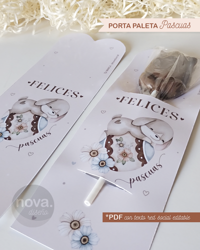 Kit Imprimible Porta Paleta Pascuas - con tu red social editable