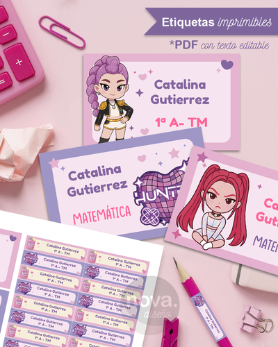 Kit Imprimible Etiquetas Guerreras K-Pop