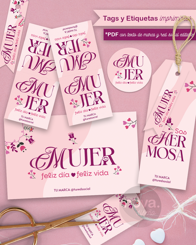 Kit Imprimible Papelería Día del Mujer 26