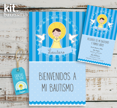 Kit Imprimible Batismo Varón con Textos editables en Powerpoint de PC