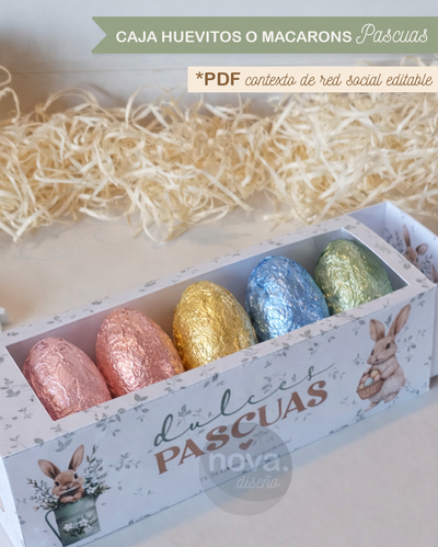 Imprimible Cajita macarons,huevos pascuas 26 - TEXTO DE MARCA Y RED SOCIAL EDITABLE