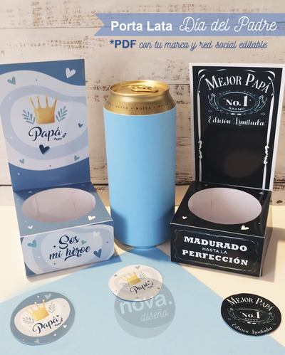 Kit Imprimible Porta Lata Día del Padre