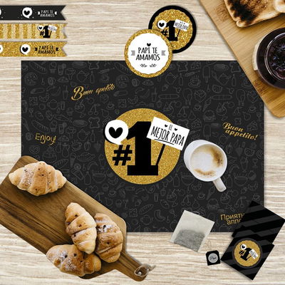 Kit Día del Padre Glitter Dorado Desayuno Picada