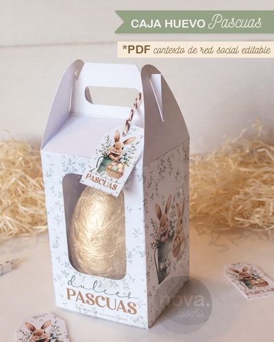 Kit Imprimible Caja para Huevo de Pascua de 100 g Pascuas 26
