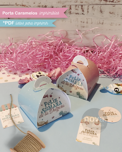 Kit Imprimible Porta Caramelos Semana de la Dulzura