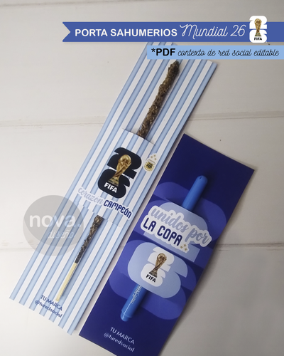 Porta Sahumerios Mundial 26 con Textos de Marca y Red Editables