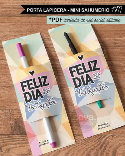 Porta Lapicera, Mini Sahumerios 1M 26 con Textos de Marca y Red Editables