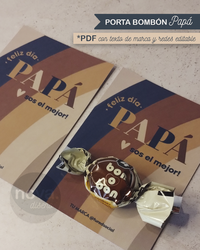 Kit Imprimible Porta Bombón Papá 26 - Datos Editables
