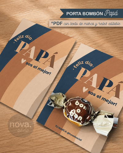 Kit Imprimible Porta Bombón Papá 26 - Datos Editables
