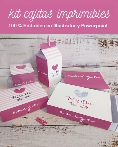 Kit Cajitas EDITABLES Día del Amigo - Editable 100% (PPT/AI/CDR)