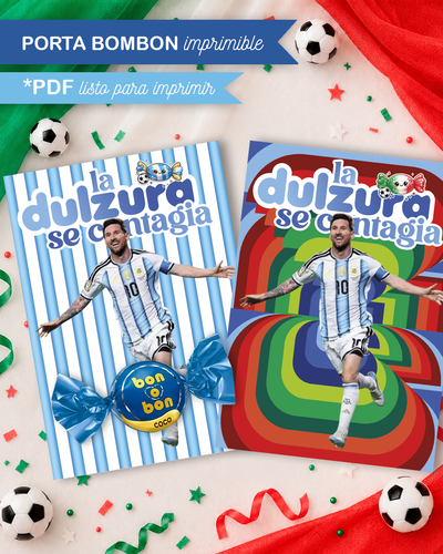 Imprimible Porta Bombón Semana de la Dulzura MESSI