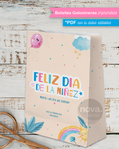 Kit Imprimible Bolsita Día de la Niñez - PDF datos editables