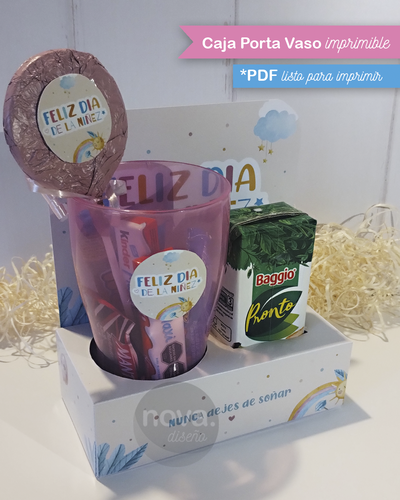 Kit Imprimible Porta Vaso Día de la Niñez - PDF listo para Imprimir