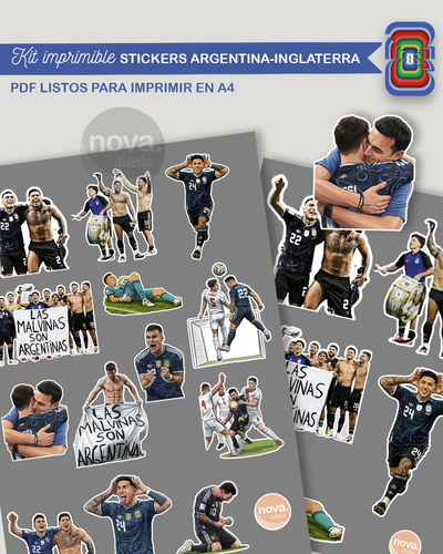 Kit Imprimible Stickers Argentina-Inglaterra