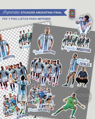 Kit Imprimible Stickers Argentina Final