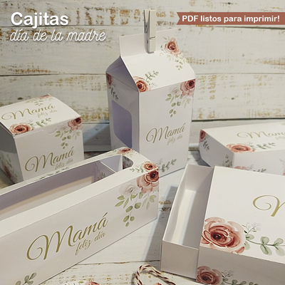 Kit Imprimible Cajas Día de la Madre Floreado