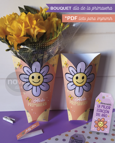 Kit Imprimible Cajitas Bouquet Día de la Primavera