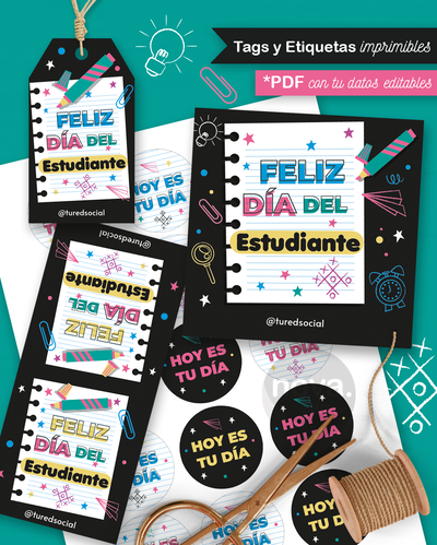 Imprimible Papelería Día del Estudiante Redes Editables