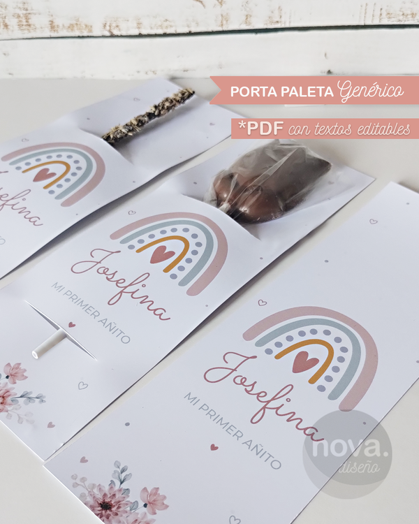 Imprimible Porta paleta, lapiz, mini sahumerio genérico rosa - Todos los Textos editables
