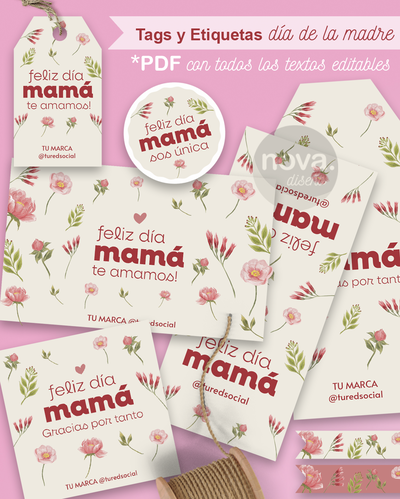 Kit Imprimible Papelería Día de la Madre 25 - TODOS LOS TEXTOS Editables