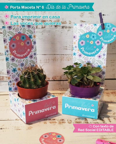 Kit Imprimible Día del la Primavera Caja Porta Maceta Nro 6