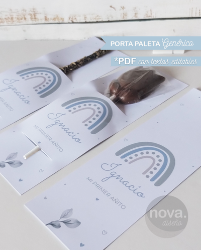 Imprimible Porta paleta, lapiz genérico celeste - Todos los Textos Editables