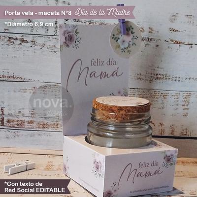 Kit Imprimible Día de la Madre Flores Lilas Cajas Porta Maceta Nro 8