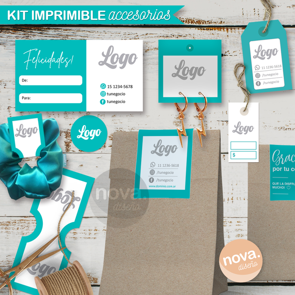 Kit Imprimible Papelería Accesorios Editable 100% (PPT/AI/CDR)