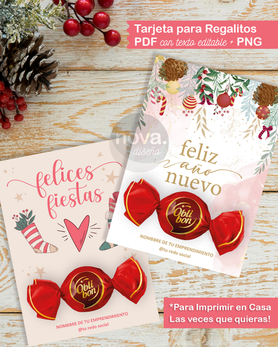 Kit Imprimible Porta Regalitos Felices Fiestas
