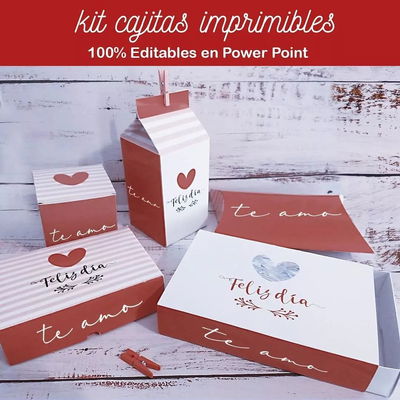 Kit Imprimible Cajitas Editables San Valentín