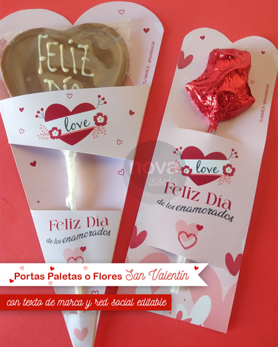 Imprimible Porta Paleta y Flores San Valentín