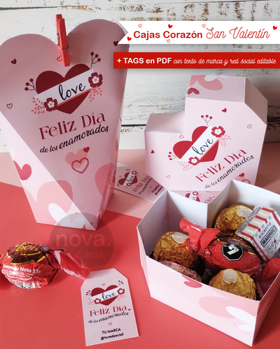 Imprimible Cajas Corazón San Valentín