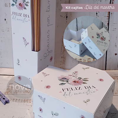 Kit Imprimible Día del Maestro Cajas Difusor y Corazón