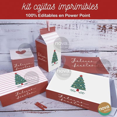 Cajitas Imprimibles NAVIDAD ROJAS Editables