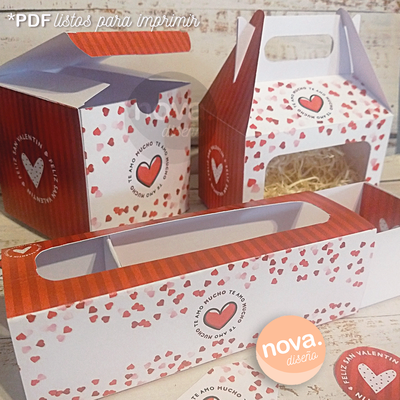 Kit Imprimible San Valentín Cajas Corazones