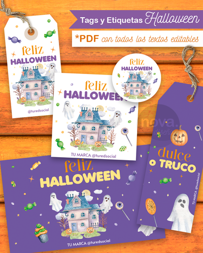 Kit Imprimible Papelería Halloween 25 - TODOS LOS TEXTOS Editables