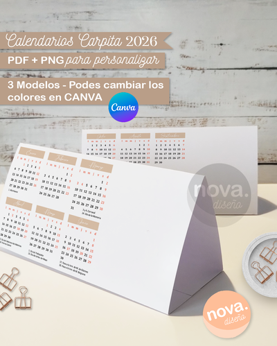 Calendarios Carpita 2026 para Personalizar PDF + PNG