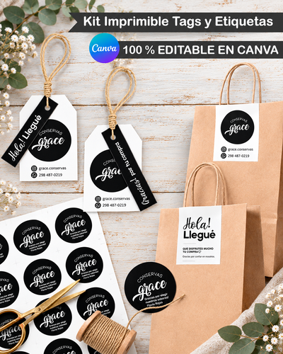 Imprimibles Tags y Etiquetas EDITABLE 100% EN CANVA