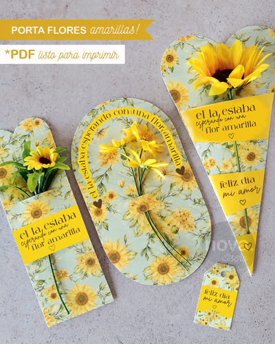 Kit Imprimible Porta Flores Amarillas 2026. PDF listos para Imprimir
