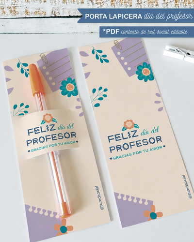 Kit Imprimible Porta Lapicera, Sahumerios, etc Día del Profesor 26