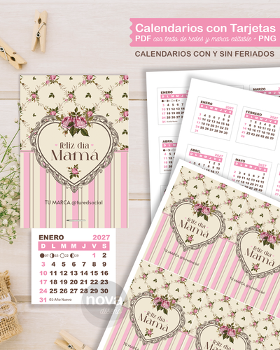 Kit imprimible Tarjeta y Calendario Día de la Madre 27