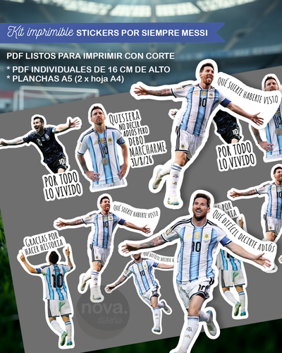 Kit Imprimible Stickers Messi