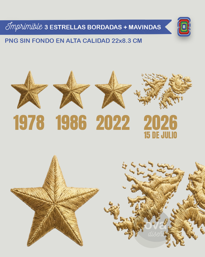 Imprimible PNG 3 ESTRELLAS Y MALVINAS