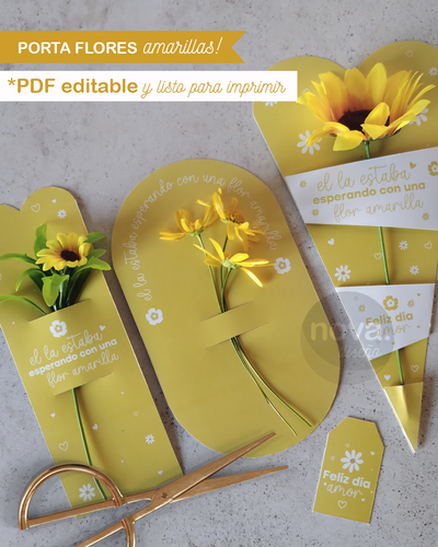 Imprimible Editable Porta Flores Amarillas