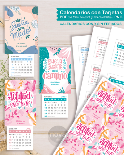 Kit imprimible Tarjeta y Calendario FRASES 27