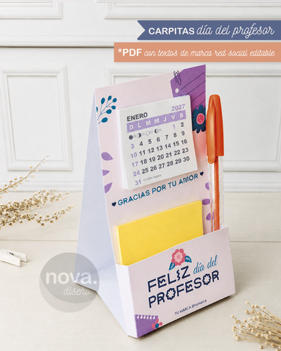 Imprimible Carpitas con Calendario Día del Profesor 26