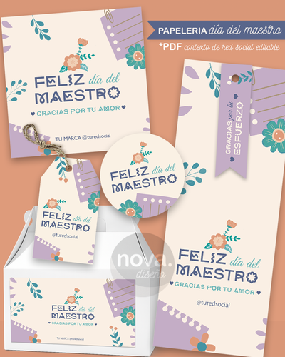 Kit Imprimible Papeleria Día del Maestro 26
