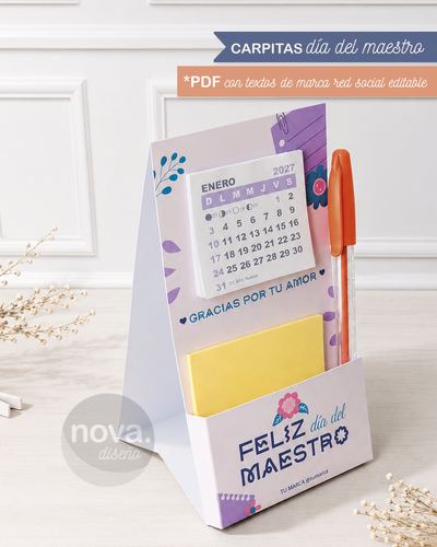 Imprimible Carpitas con Calendario Día del Maestro 26