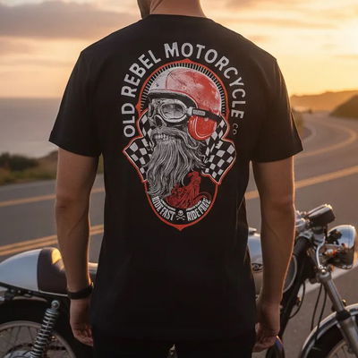 Remera Old Rebel Motorcycle -ride Fast Ride Free